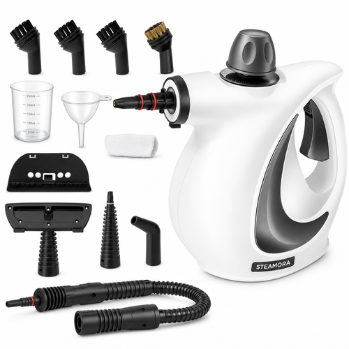 Steamora 12-in-1 steam cleaner with full accessory kit
